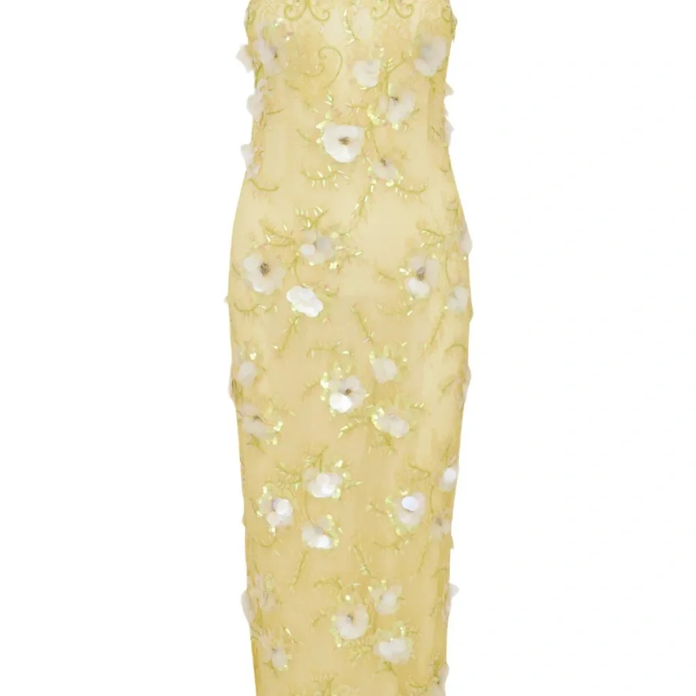 LoveShackFancy Emalia Beaded Yellow French Lace Dress - Picture 12 of 15
